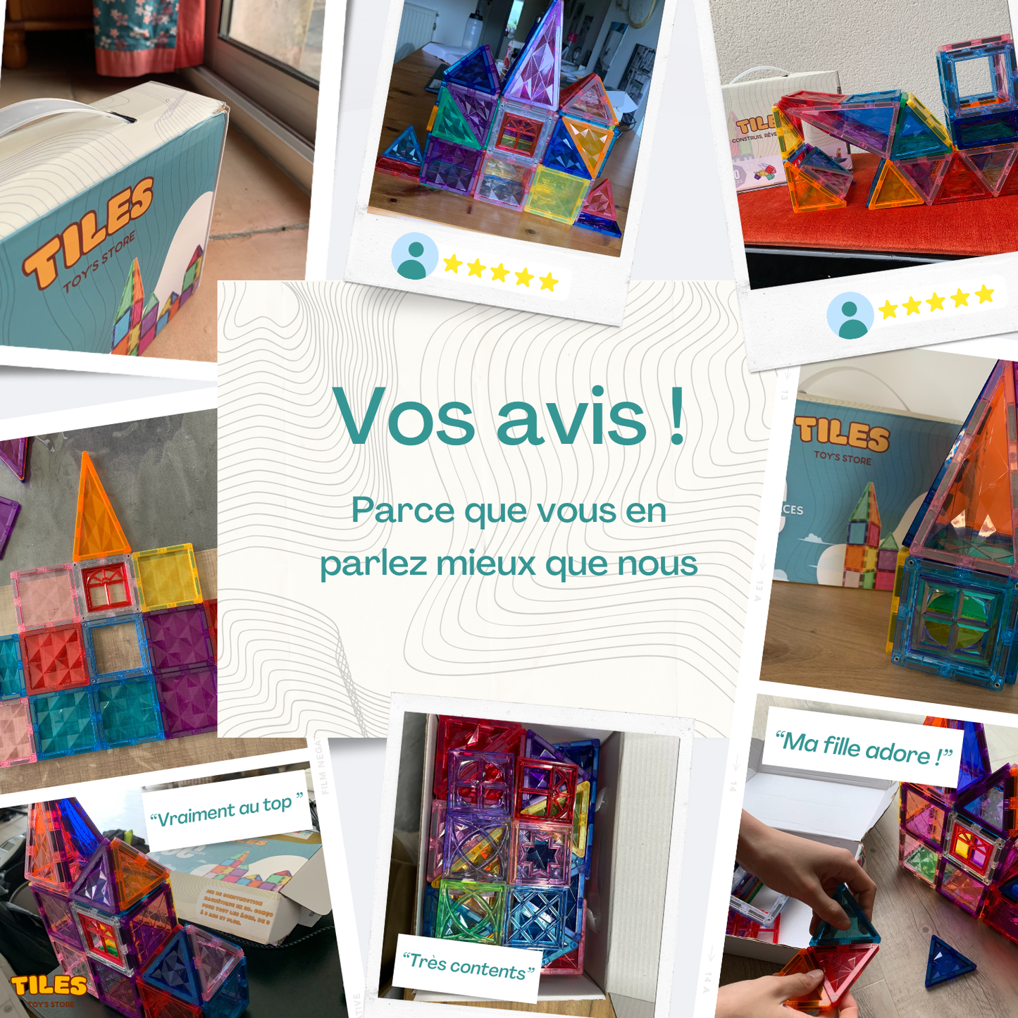 TILES – Jeu de construction magnétique 3D pour enfants (Set créatif)