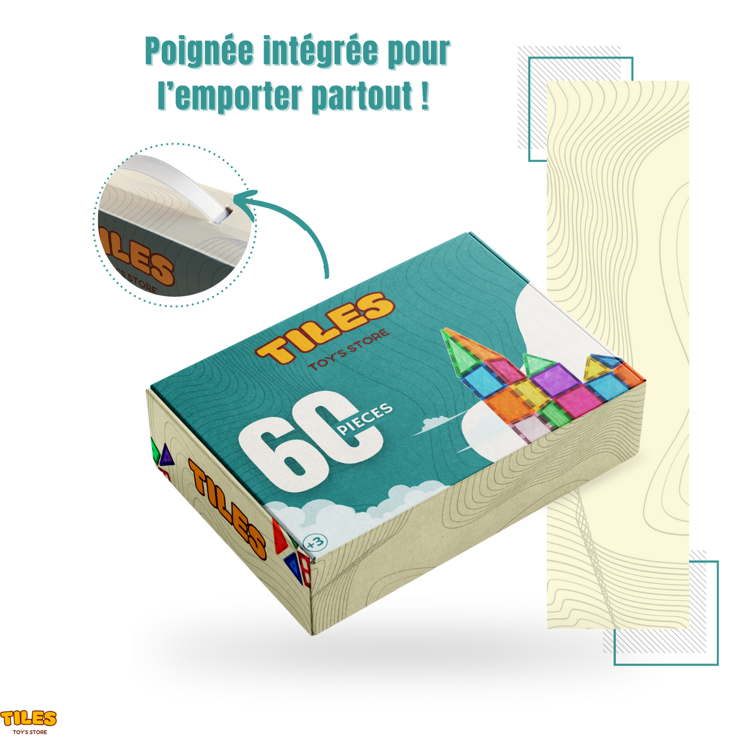 TILES – Jeu de construction magnétique 3D pour enfants (Set créatif)